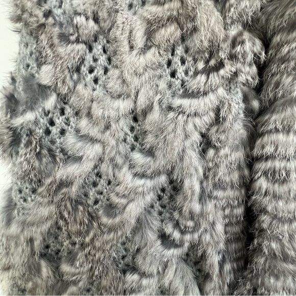 Neiman Marcus 100% Rabbit Fur Open Knit Vest size XL Gray Old Money Chic - Picture 5 of 15